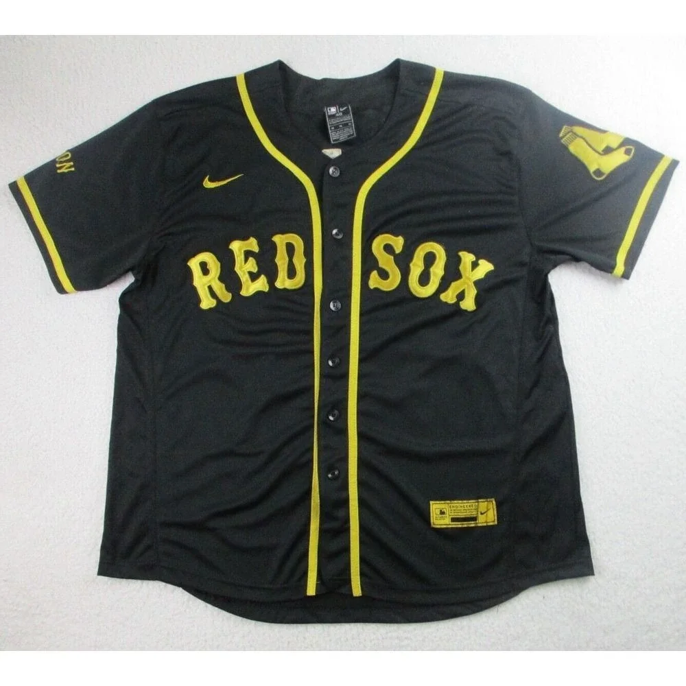 Nike‎ Boston Red Sox Mike Torres Baseball Gold Jersey Mens 48 Black Authentic